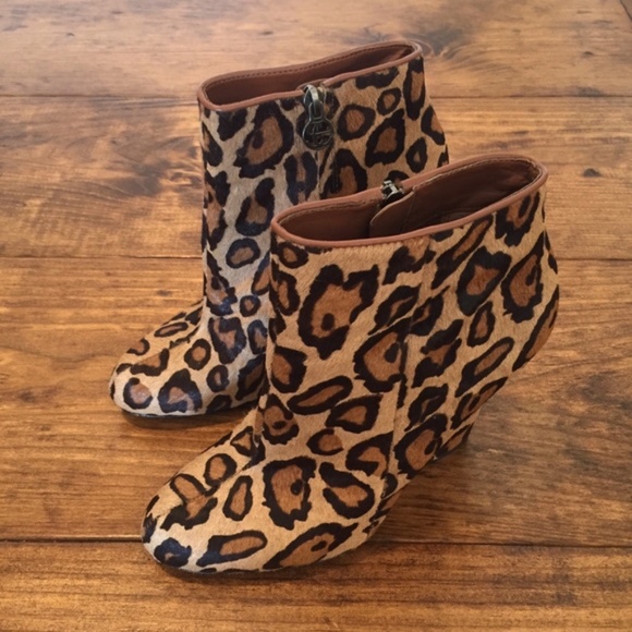 Leopard Wilma Wedge Boots/Booties - Picture 1 of 4